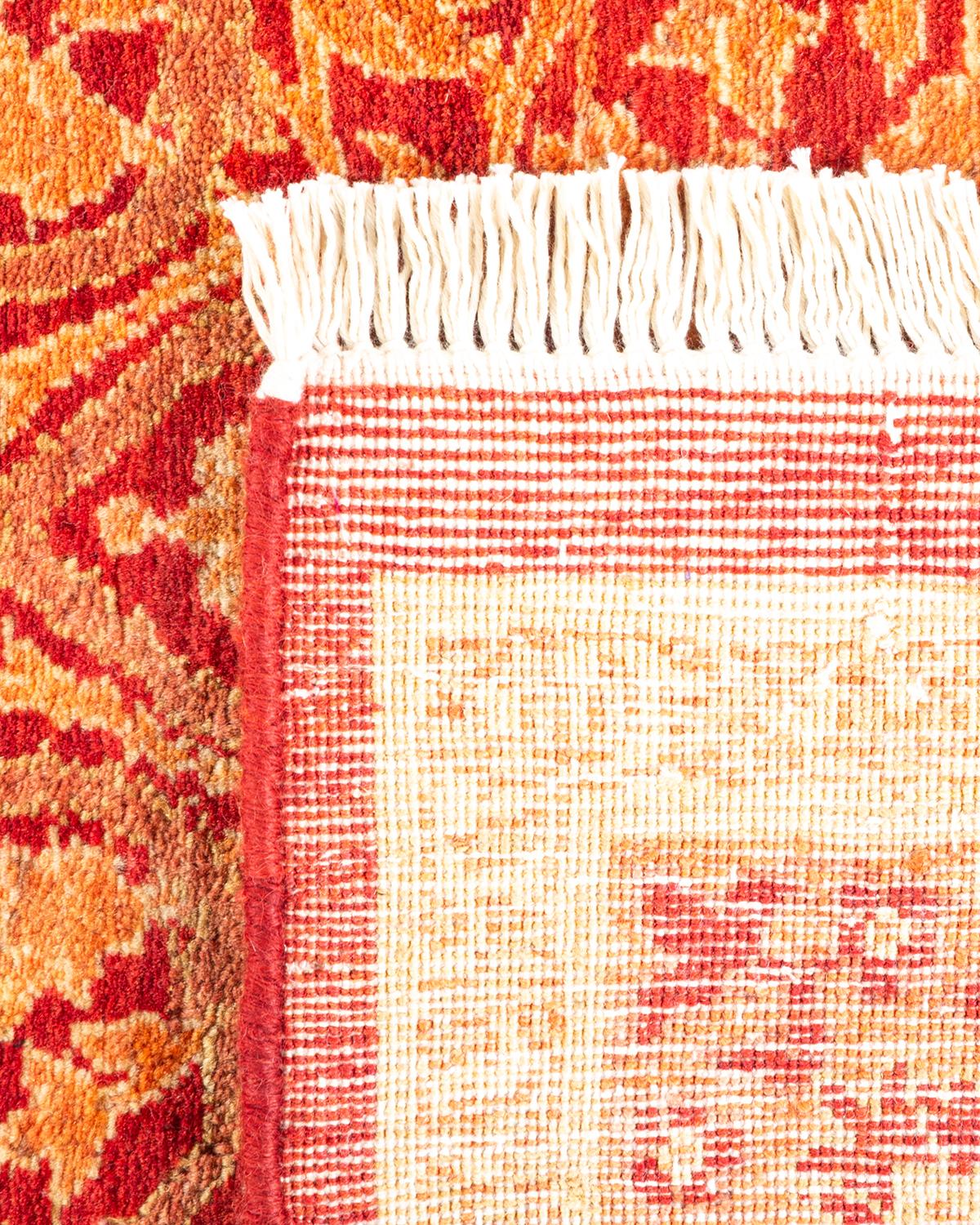 Handgeknüpfter, geblümter Mogul Orange Teppich, Unikat (21. Jahrhundert und zeitgenössisch) im Angebot