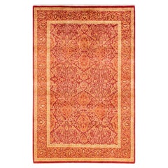 One-of-a-kind Hand Knotted Floral Mogul Orange Area Rug