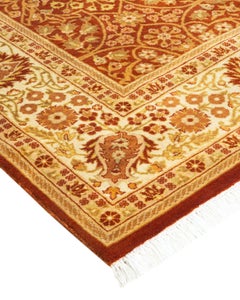 One-of-a-kind Hand Knotted Floral Mogul Orange Area Rug