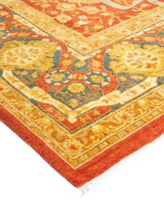 One-of-a-kind Hand Knotted Floral Mogul Orange Area Rug