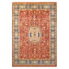 One-of-a-kind Hand Knotted Floral Mogul Orange Area Rug