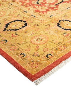 One-Of-A-Kind Hand Knotted Floral Mogul Orange Area Rug