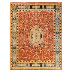 One-Of-A-Kind Hand Knotted Floral Mogul Orange Area Rug