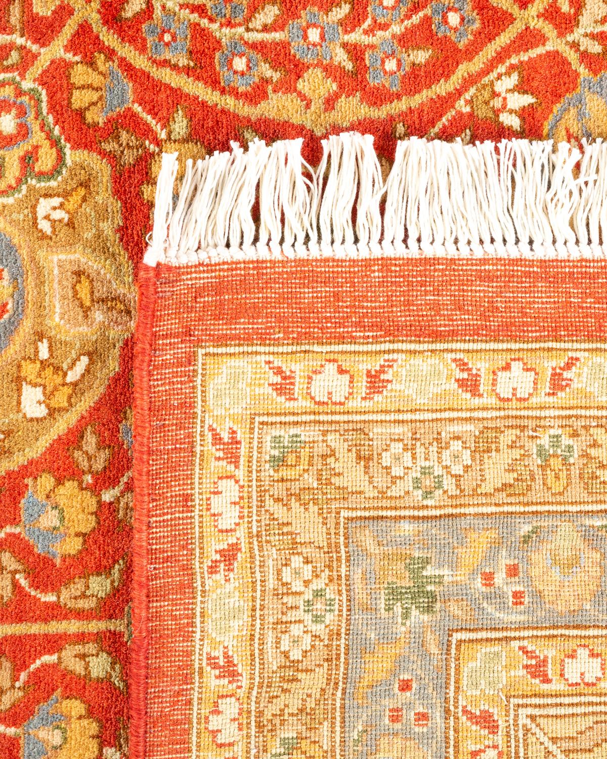 Contemporary One-of-a-kind Hand Knotted Floral Mogul Orange Area Rug For Sale