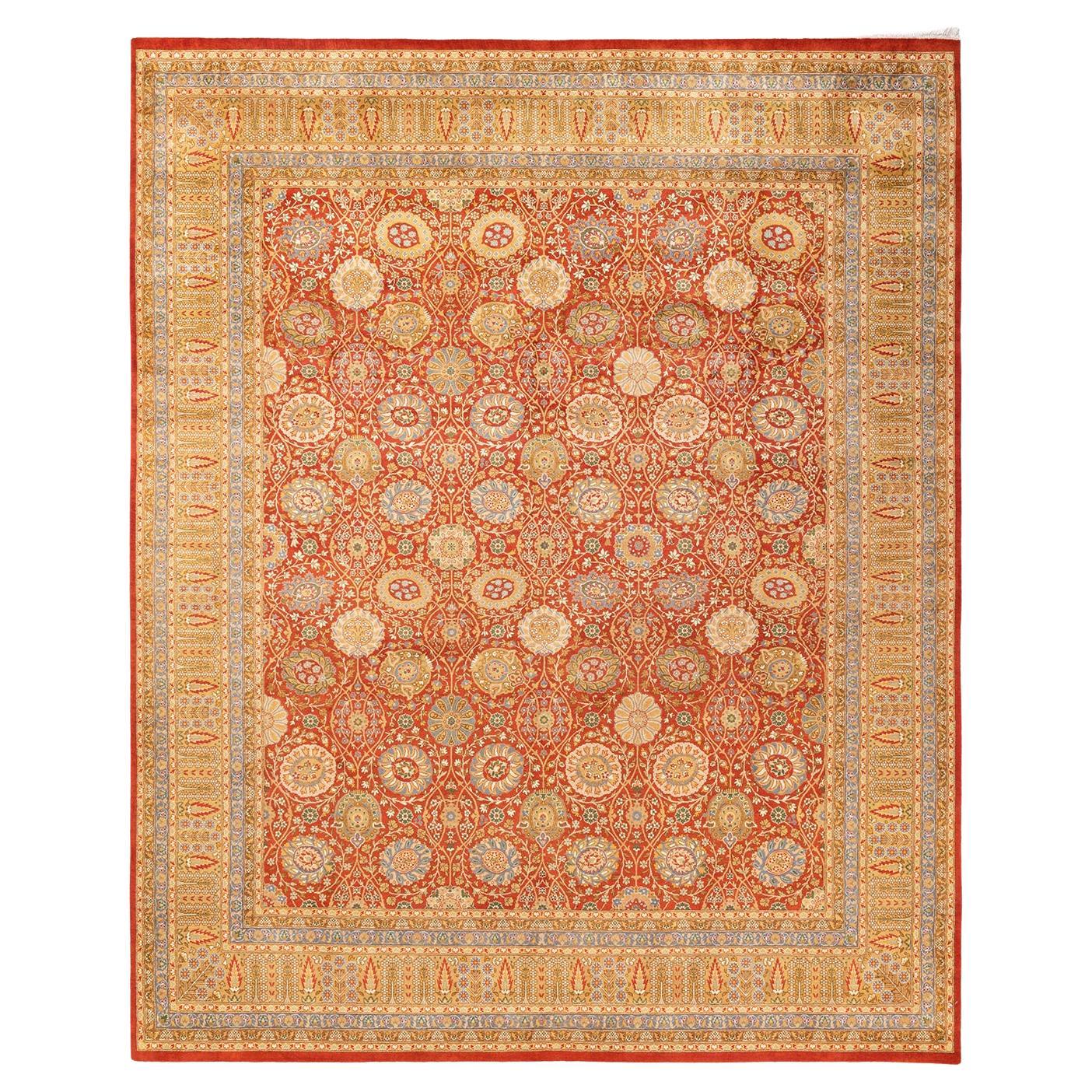 One-of-a-kind Hand Knotted Floral Mogul Orange Area Rug