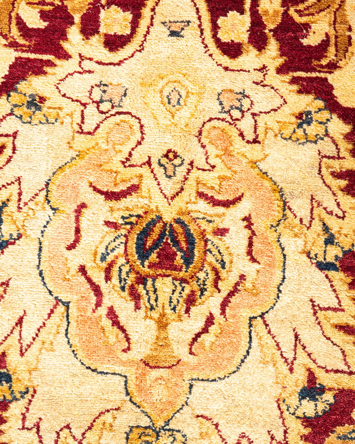 Alfombra anudada a mano con motivos florales Mogul Naranja 2,5 m x 3,5 m Pakistaní en venta