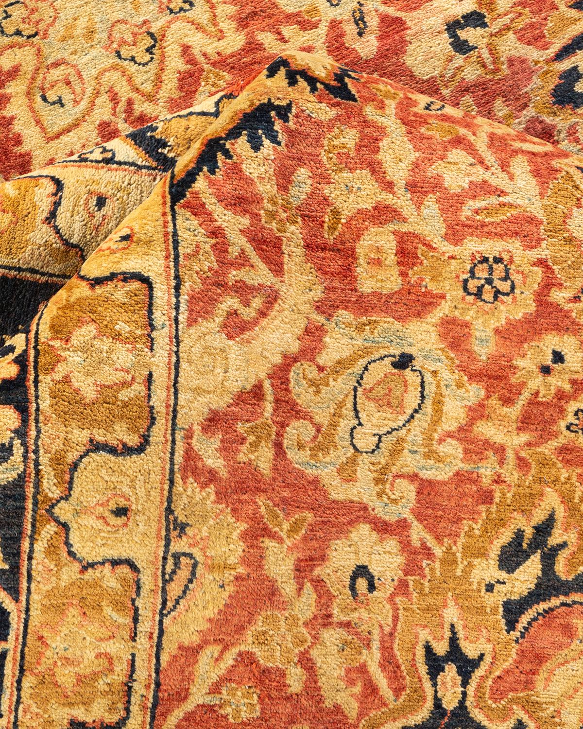 One-Of-A-Kind Hand Knotted Floral Mogul Orange Area Rug 8' 1