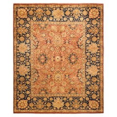 One-Of-A-Kind Hand Knotted Floral Mogul Orange Area Rug