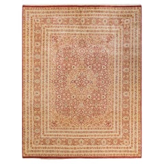 One-Of-A-Kind Hand Knotted Floral Mogul Orange Area Rug