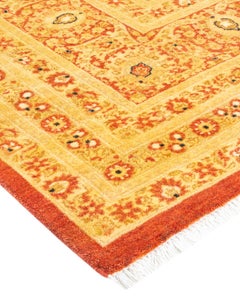 One-Of-A-Kind Hand Knotted Floral Mogul Orange Area Rug