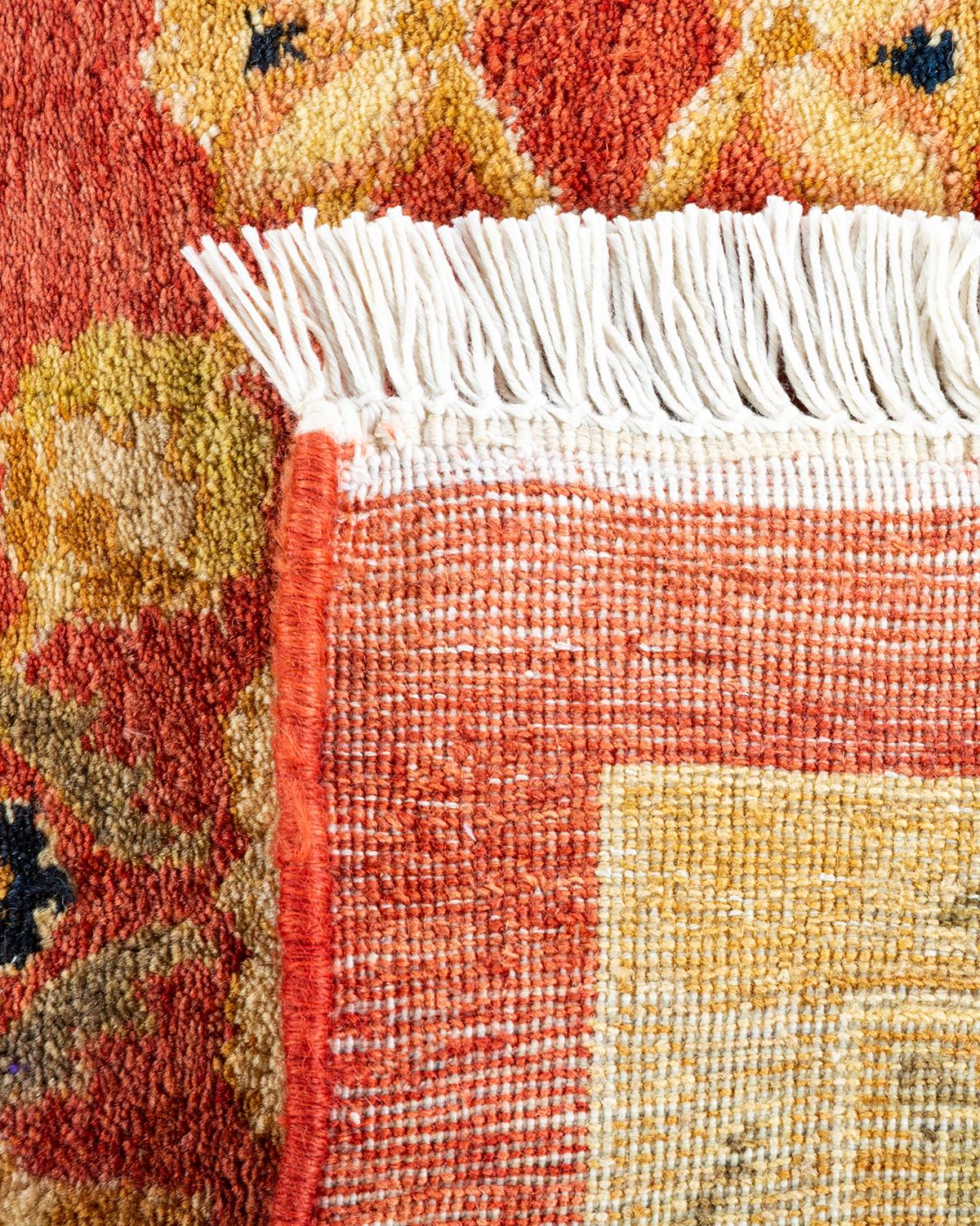 Alfombra anudada a mano Floral Mogul Naranja Única en su género Siglo XXI y contemporáneo en venta