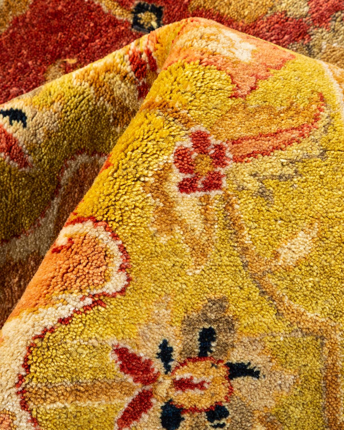 Alfombra anudada a mano Floral Mogul Naranja Única en su género en venta 1
