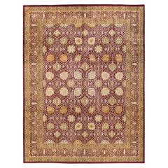 One-of-a-Kind Hand Knotted Floral Mogul Orange Area Rug
