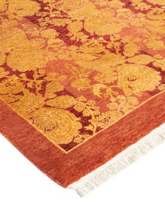One-of-a-kind Hand Knotted Floral Mogul Pink Area Rug