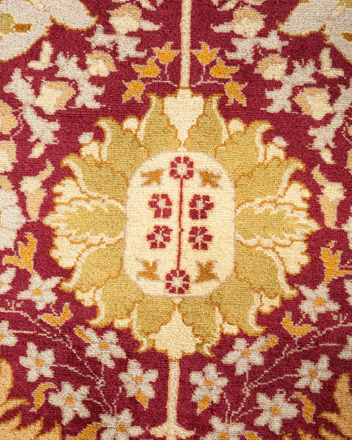 Handgeknüpfter, geblümter Mogul-Teppich in Violett, Unikat (Pakistanisch) im Angebot