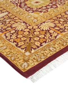 One-Of-A-Kind Hand Knotted Floral Mogul Purple Area Rug 6' 1" x 8' 6"