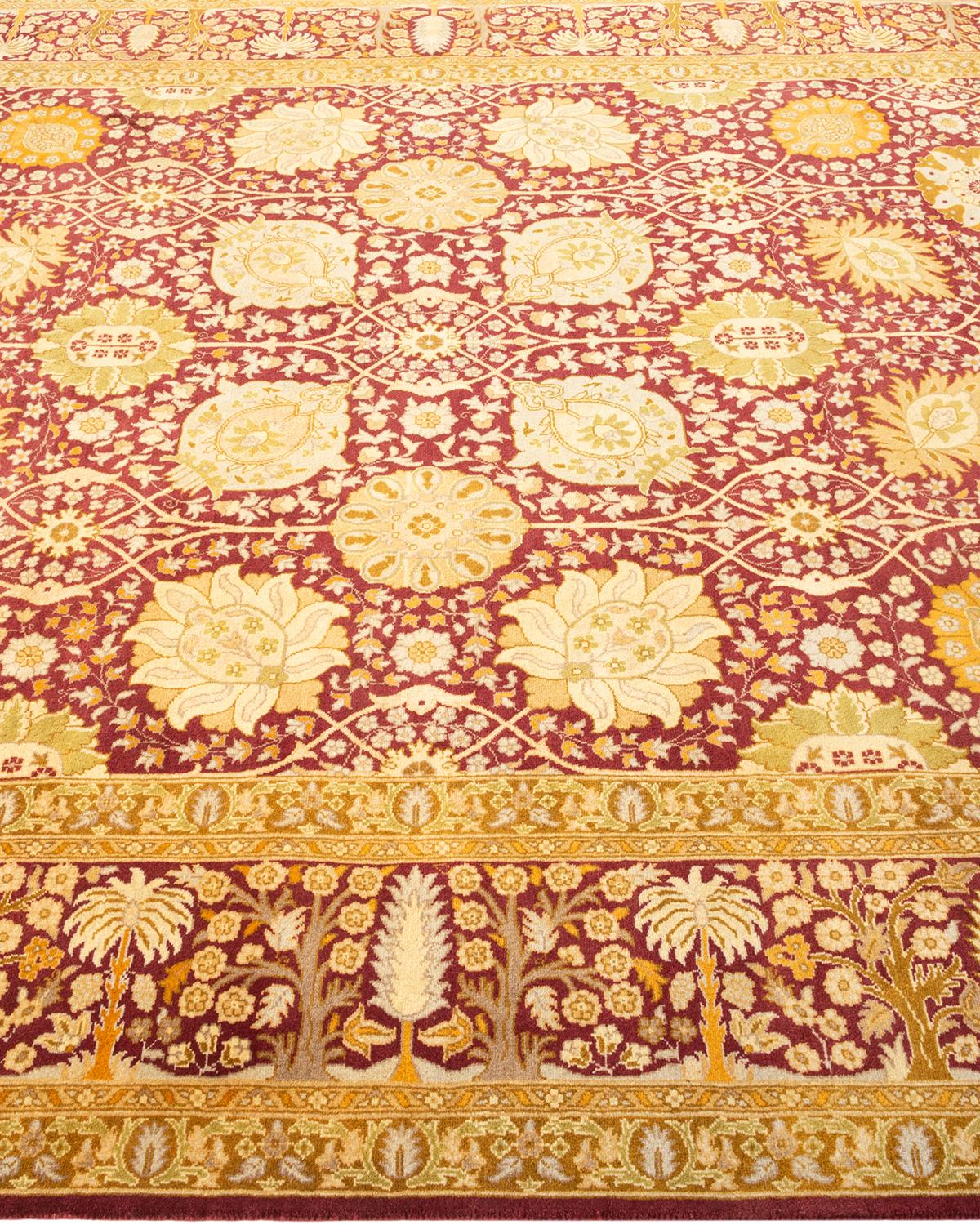 Handgeknüpfter, geblümter Mogul-Teppich in Violett, 1,25 m x 2,25 m, Unikat im Zustand „Neu“ im Angebot in Norwalk, CT