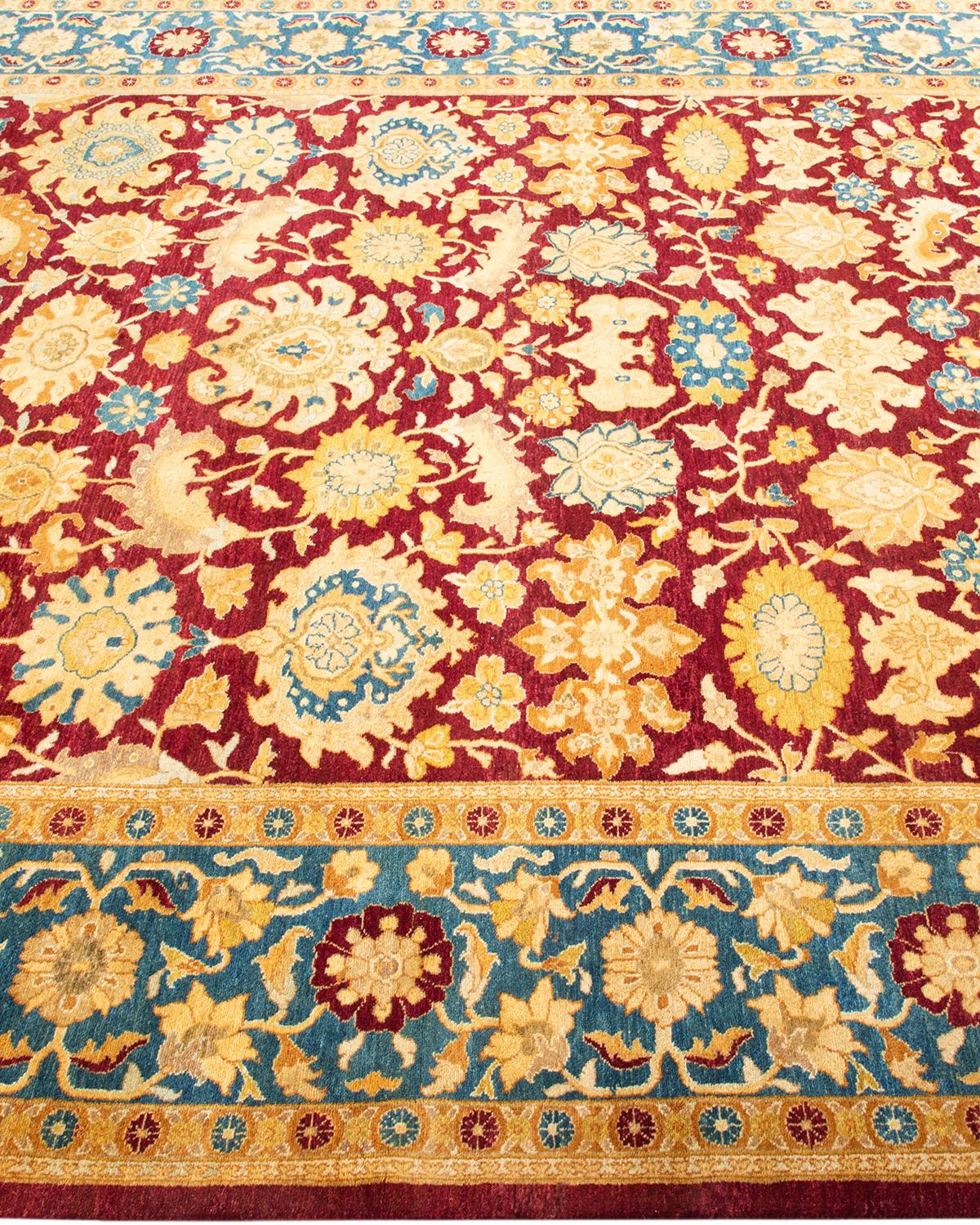 One-Of-A-Kind Hand Knotted Floral Mogul Purple Area Rug In New Condition For Sale In Norwalk, CT
