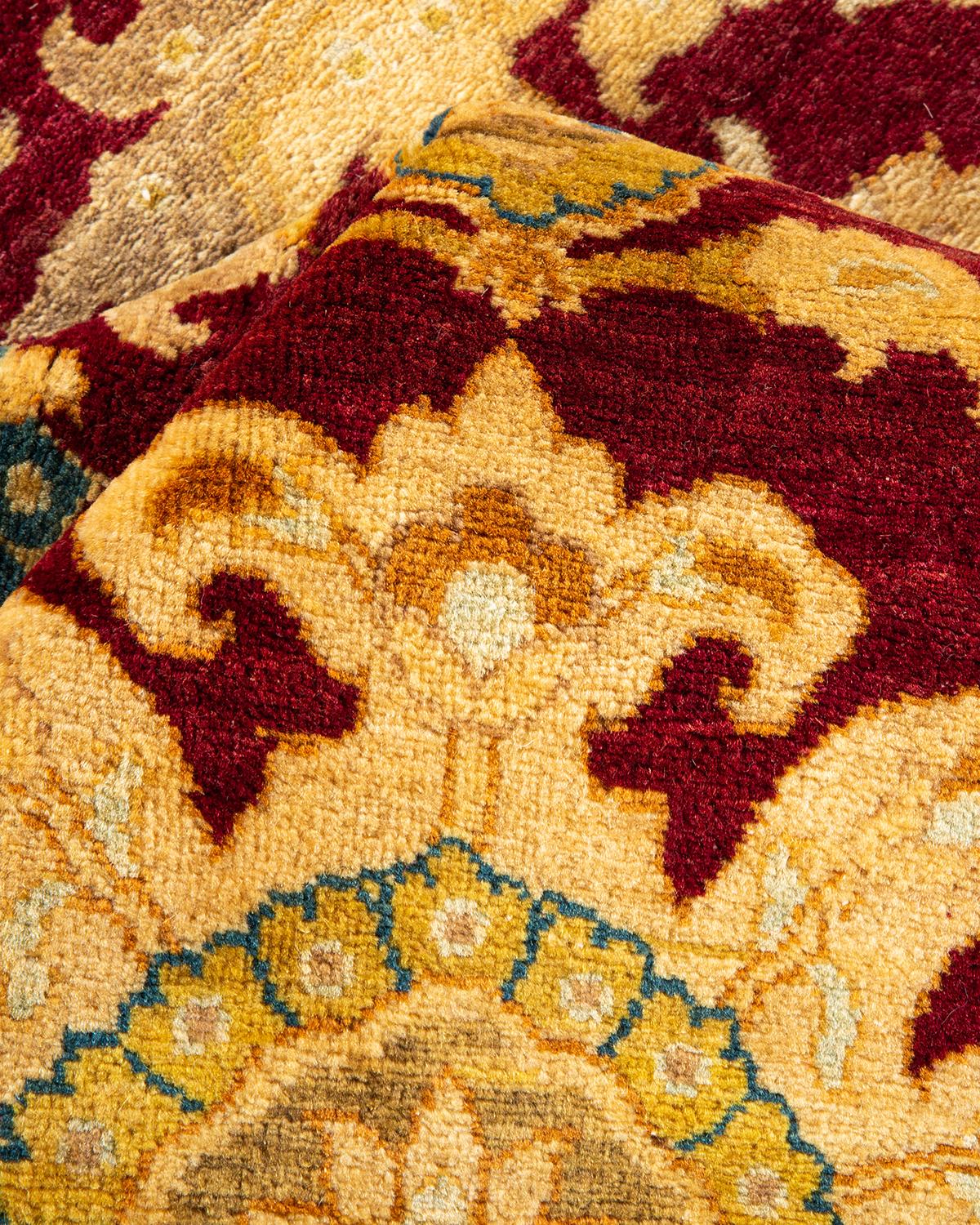One-Of-A-Kind Hand Knotted Floral Mogul Purple Area Rug For Sale 1