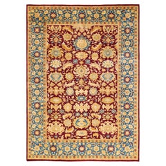 One-Of-A-Kind Hand Knotted Floral Mogul Purple Area Rug