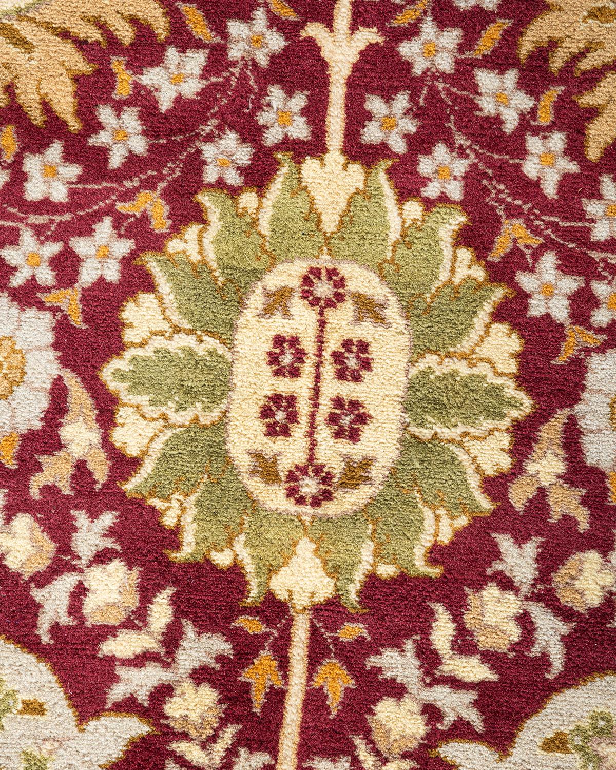 Pakistani One-of-a-Kind Hand Knotted Floral Mogul Purple Area Rug For Sale