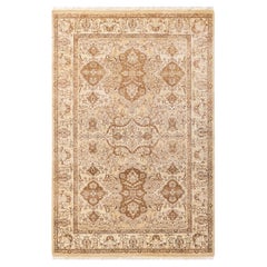 One-of-a-kind Hand Knotted Floral Mogul Yellow Area Rug