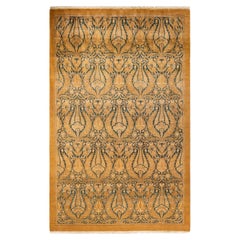 One-of-a-kind Hand Knotted Floral Mogul Yellow Area Rug