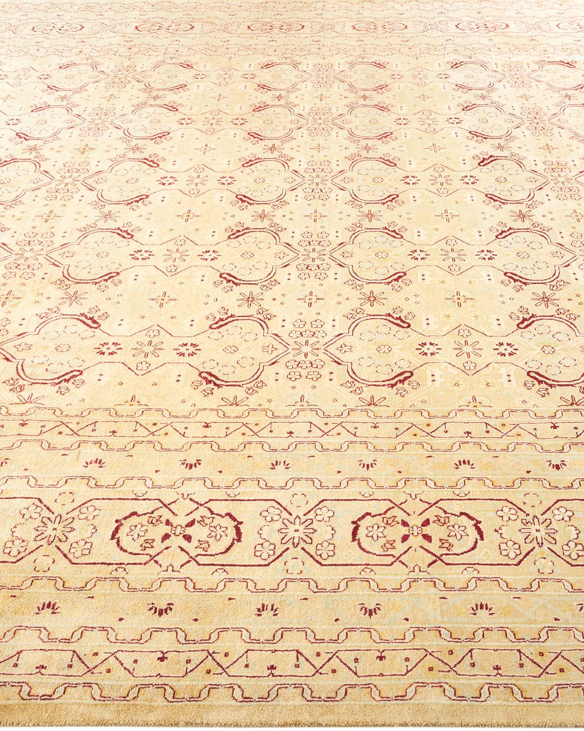 Tapis Mogul jaune à fleurs noué à la main, unique en son genre Neuf - En vente à Norwalk, CT