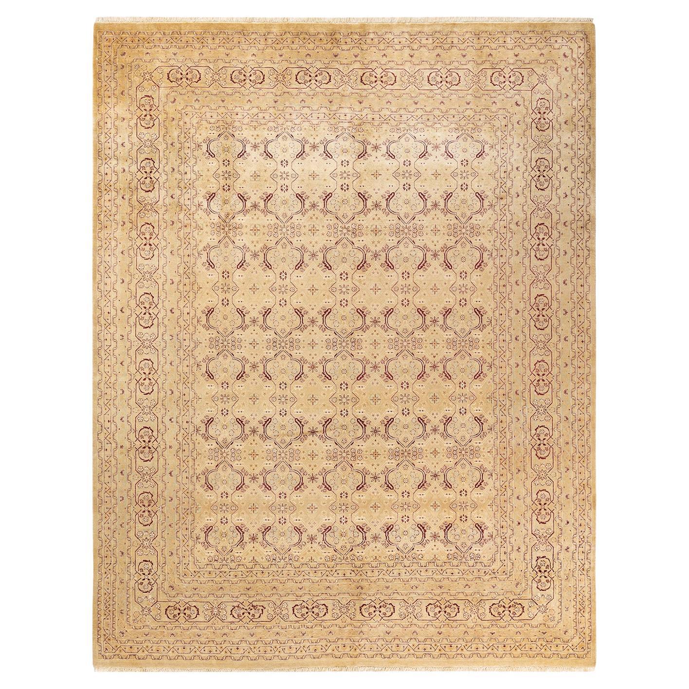 One-of-a-kind Hand Knotted Floral Mogul Yellow Area Rug