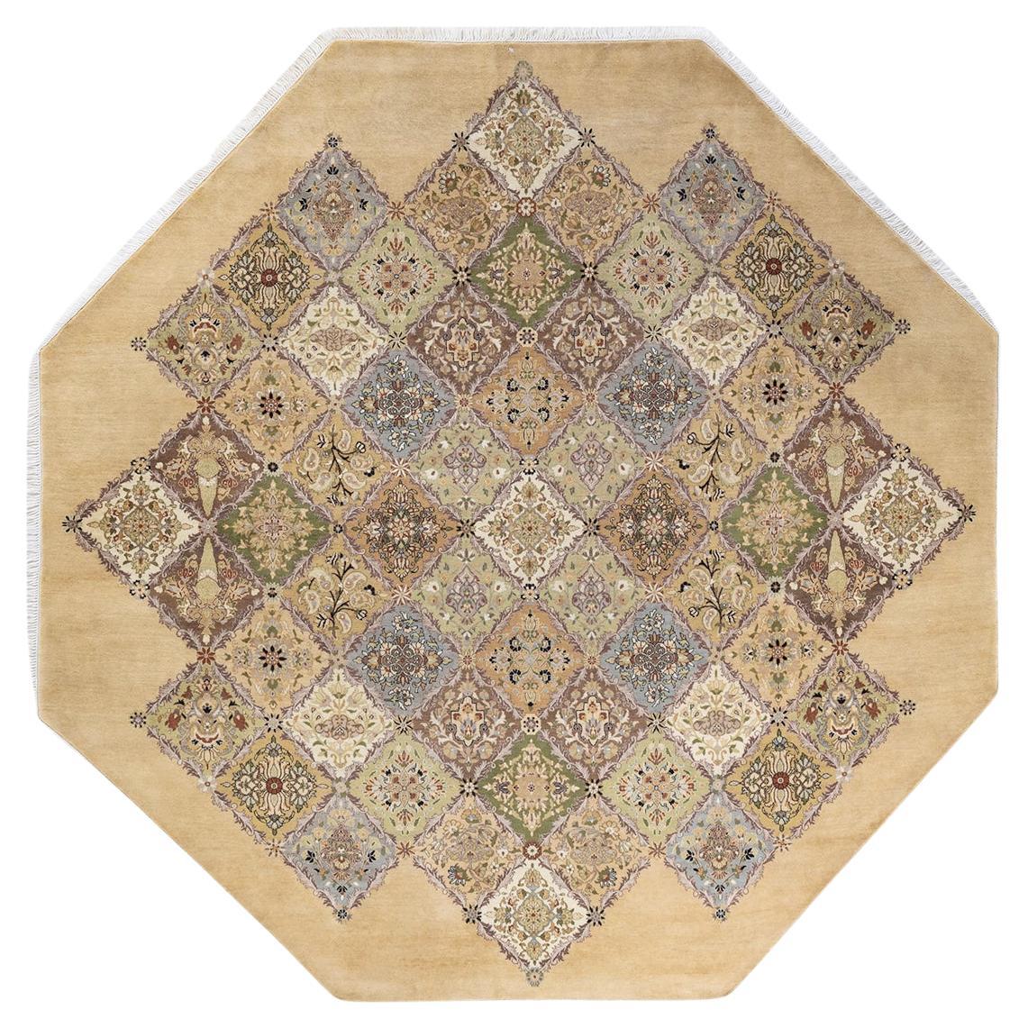 One-of-a-kind Hand Knotted Floral Mogul Yellow Area Rug