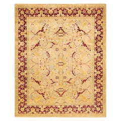 One-of-a-Kind Hand Knotted Floral Mogul Yellow Area Rug