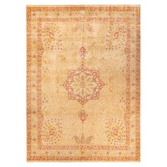 One-of-a-kind Hand Knotted Floral Mogul Yellow Area Rug