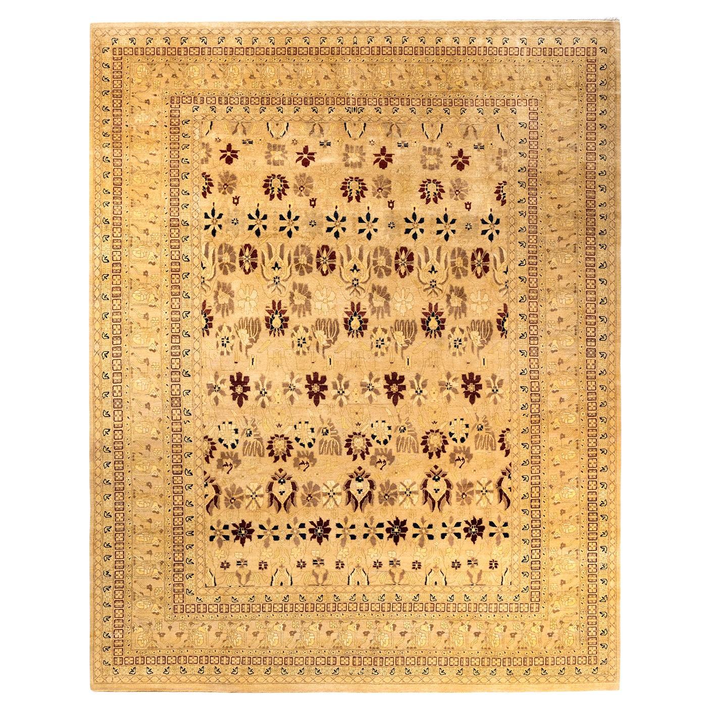 One-of-a-kind Hand Knotted Floral Mogul Yellow Area Rug