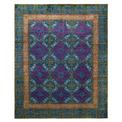 One-of-a-Kind Hand Knotted Floral Suzani Green Area Rug
