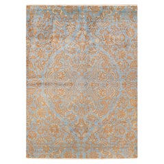 One-of-a-kind Hand Knotted Floral Suzani Light Blue Area Rug