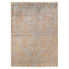 One-of-a-kind Hand Knotted Floral Suzani Light Blue Area Rug