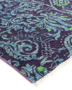 One-Of-A-Kind Hand Knotted Floral Suzani Purple Area Rug 6' 0" x 8' 9"