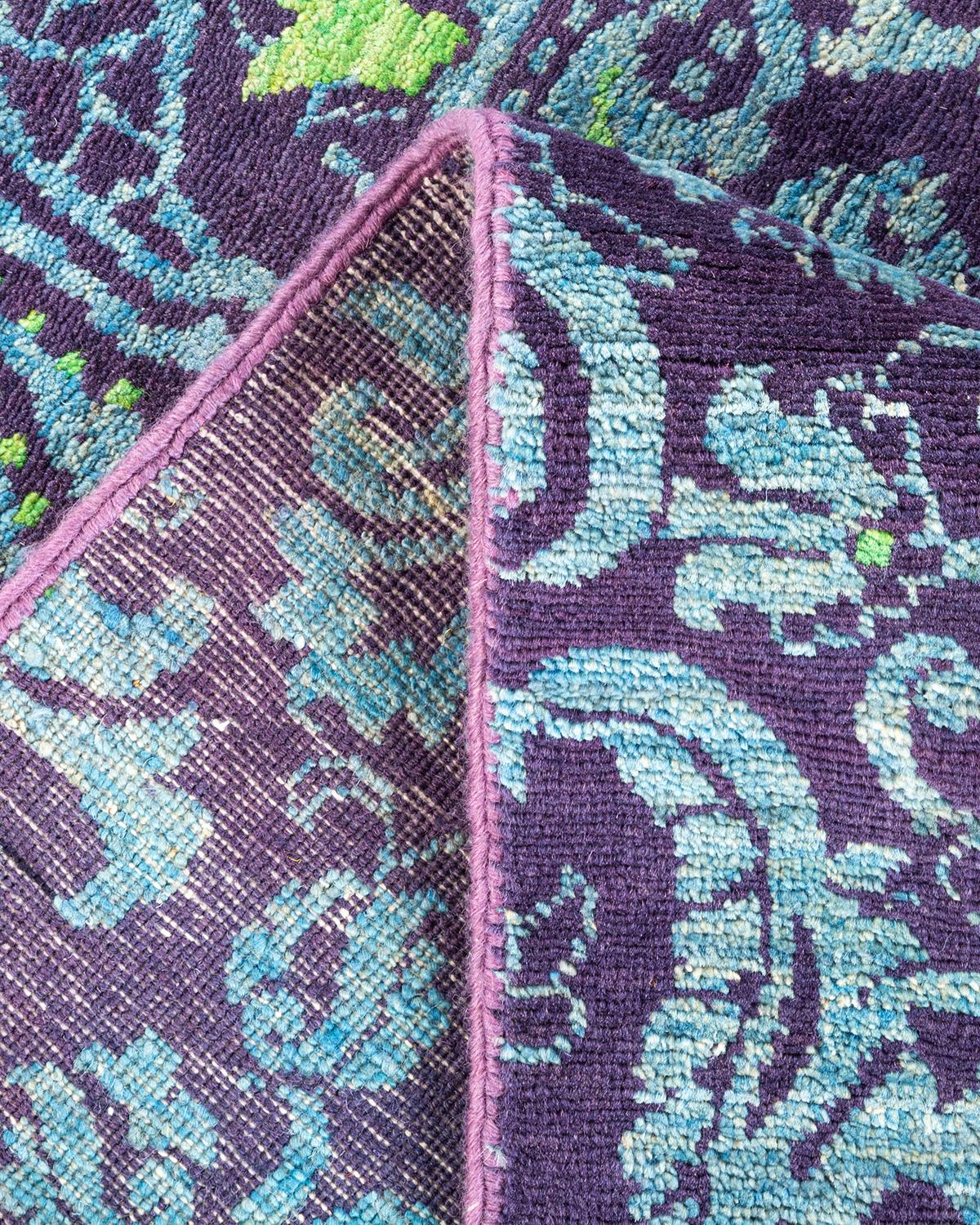 Laine Tapis Suzani violet à motifs floraux noués à la main, unique en son genre, 1,80 m x 2,80 m en vente