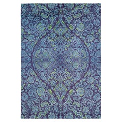 One-Of-A-Kind Hand Knotted Floral Suzani Purple Area Rug 6' 0" x 8' 9"