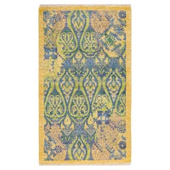 One-of-a-kind Hand Knotted Floral Suzani Yellow Area Rug