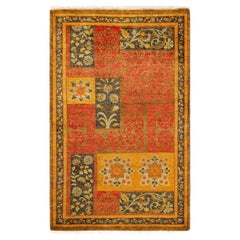 One-of-a-kind Hand Knotted Floral Suzani Yellow Area Rug