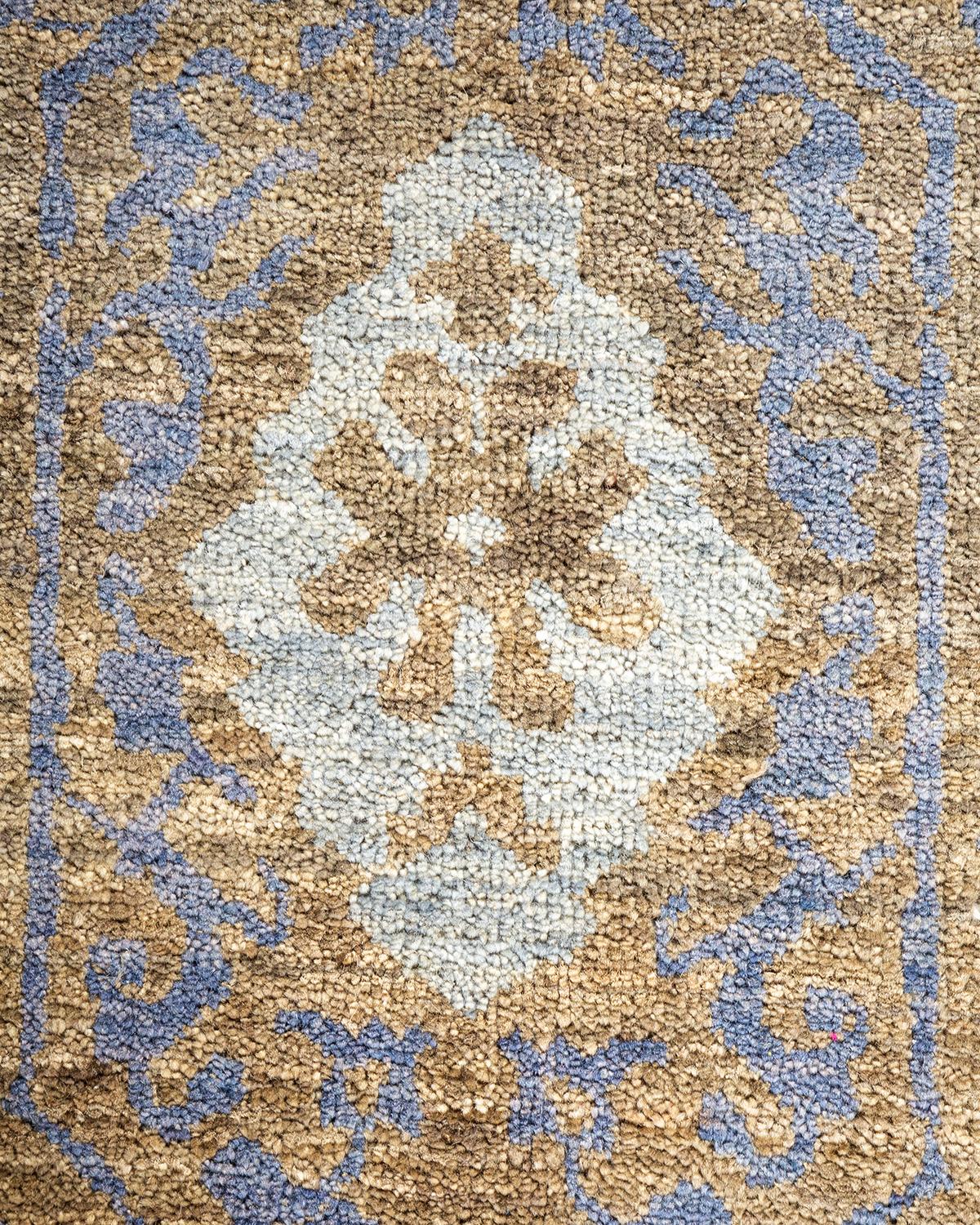 Handgeknüpfter, geometrischer, eklektischer grauer Teppich, Unikat (Pakistanisch) im Angebot