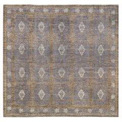 One-of-a-Kind Hand Knotted Geometric Eclectic Gray Area Rug