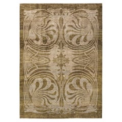 One-of-a-kind Hand Knotted Geometric Eclectic Green Area Rug