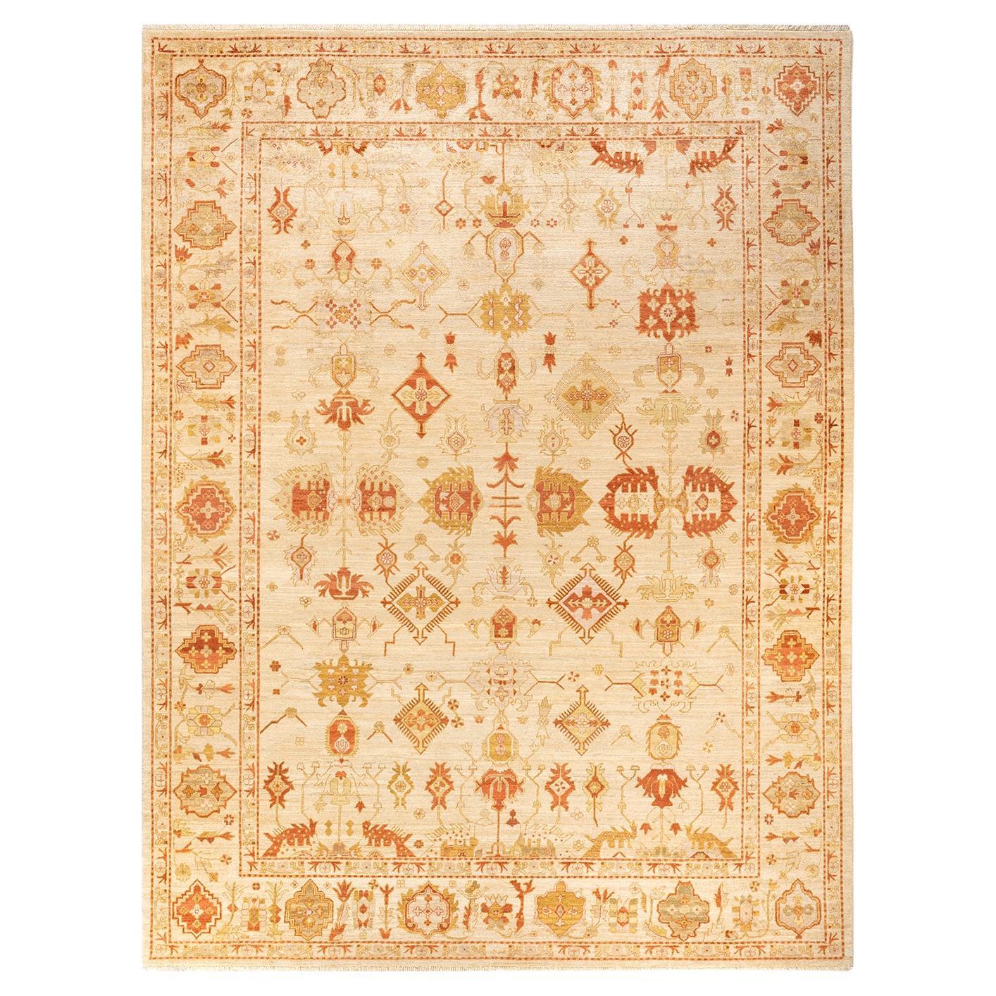 One-of-a-kind Hand Knotted Geometric Eclectic Ivory Area Rug