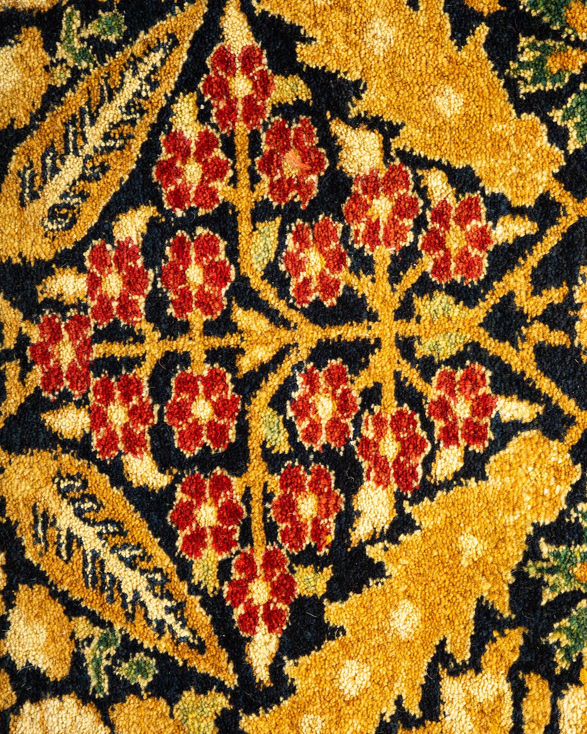 Handgeknüpfter geometrischer Mogul-Blauer Teppich, Unikat (Pakistanisch) im Angebot