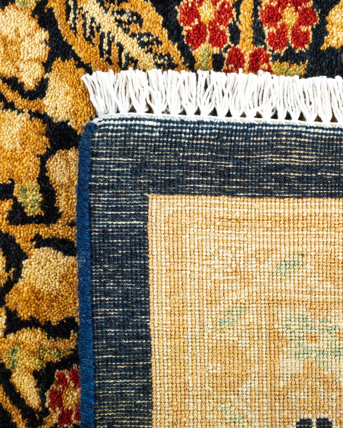 Handgeknüpfter geometrischer Mogul-Blauer Teppich, Unikat (21. Jahrhundert und zeitgenössisch) im Angebot