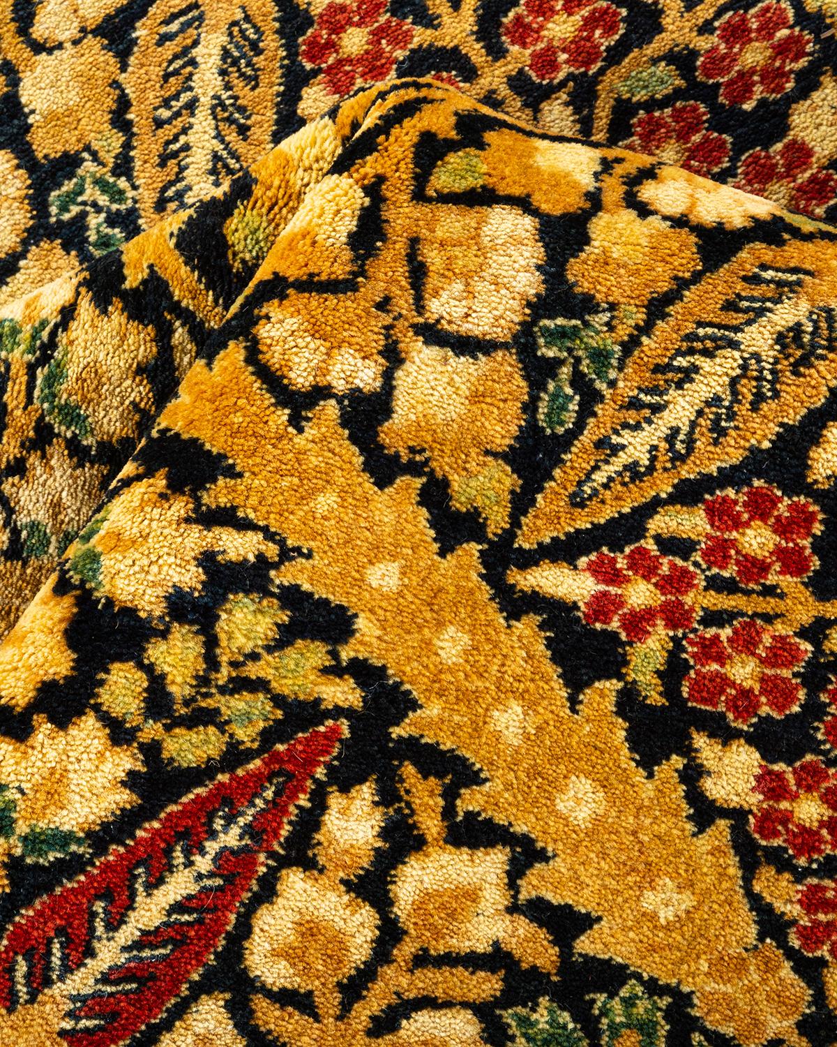 Handgeknüpfter geometrischer Mogul-Blauer Teppich, Unikat im Angebot 1