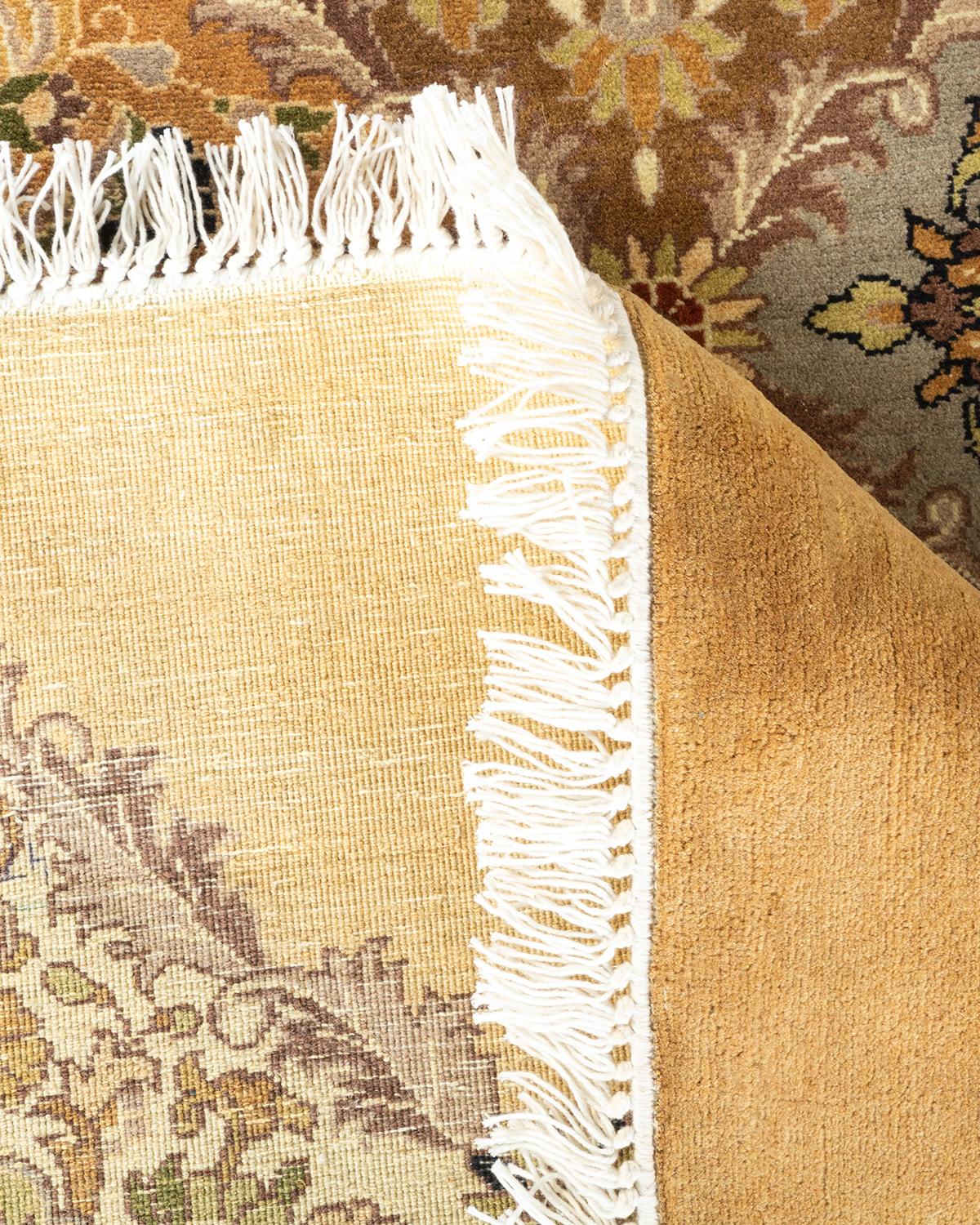 Wool One-of-a-kind Hand Knotted Geometric Mogul Ivory Area Rug For Sale