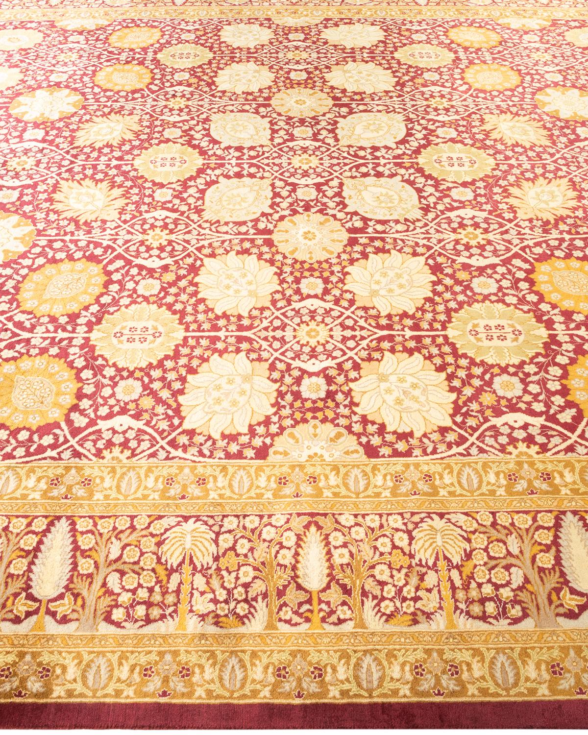One-of-a-Kind Hand Knotted Geometric Mogul Orange Area Rug In New Condition For Sale In Norwalk, CT